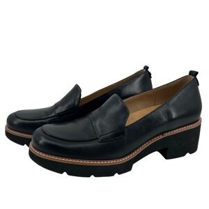 Naturalizer Darry Black Leather Loafer Platform Block Heel Lug Sole Wms 11 Shoes